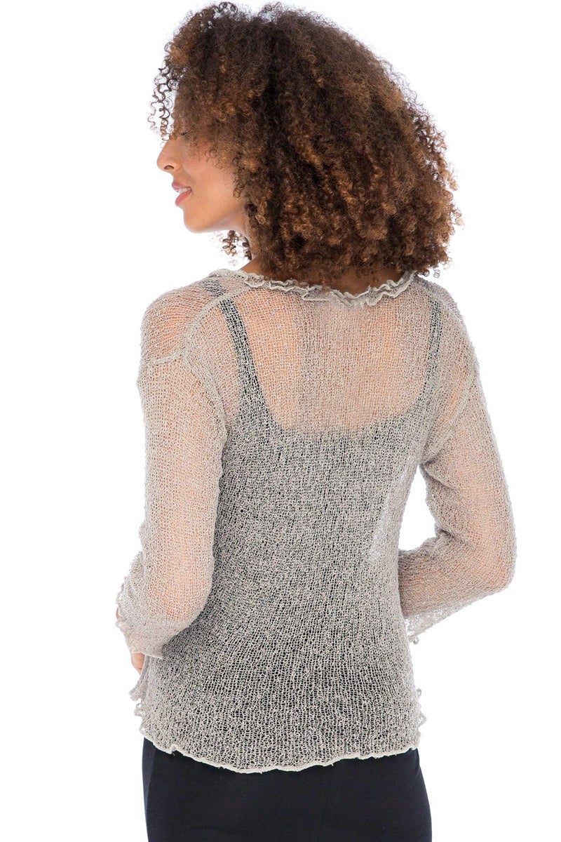 Back From Bali Beige Ruffle Shrug Lite - Image 2